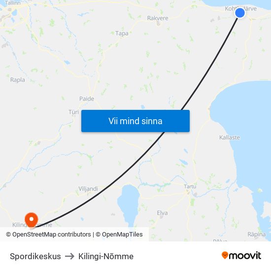 Spordikeskus to Kilingi-Nõmme map