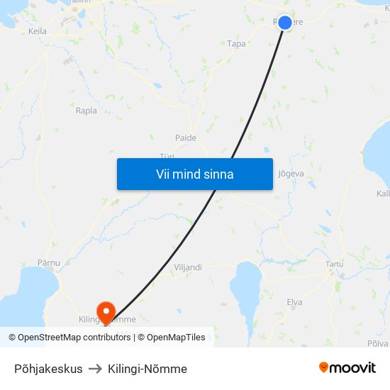 Põhjakeskus to Kilingi-Nõmme map