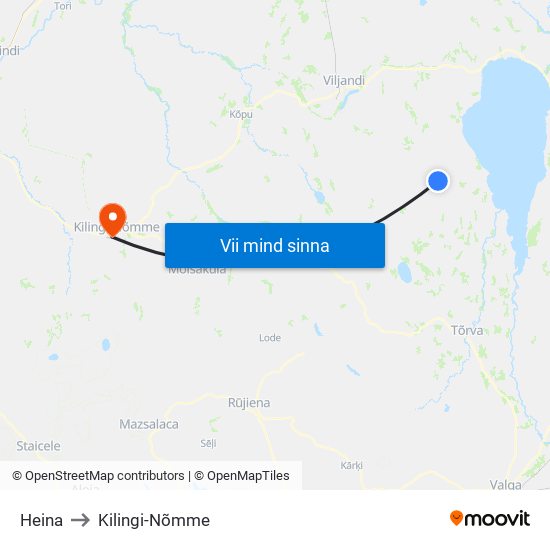 Heina to Kilingi-Nõmme map
