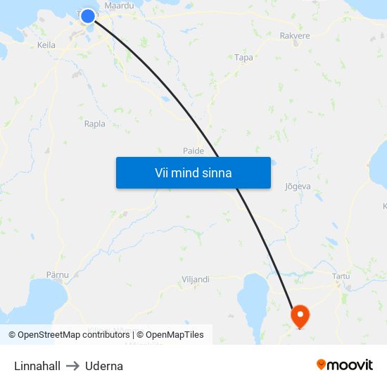 Linnahall to Uderna map