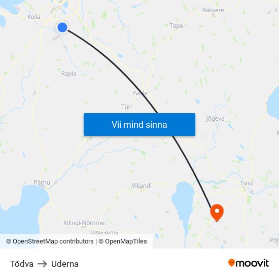 Tõdva to Uderna map