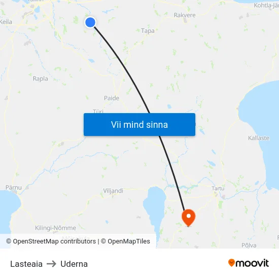 Lasteaia to Uderna map