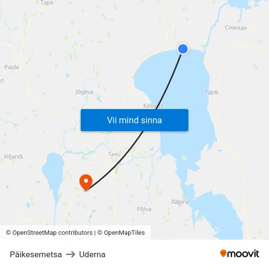 Päikesemetsa to Uderna map