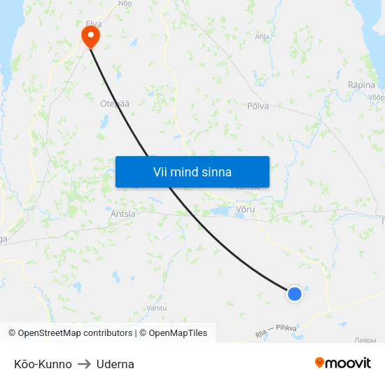 Kõo-Kunno to Uderna map