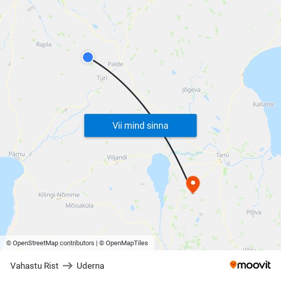 Vahastu Rist to Uderna map