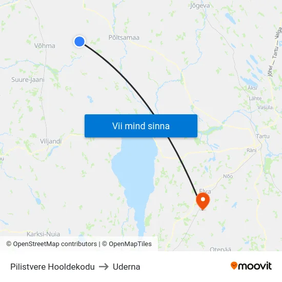 Pilistvere Hooldekodu to Uderna map