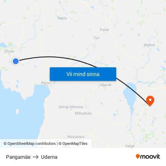 Pangamäe to Uderna map