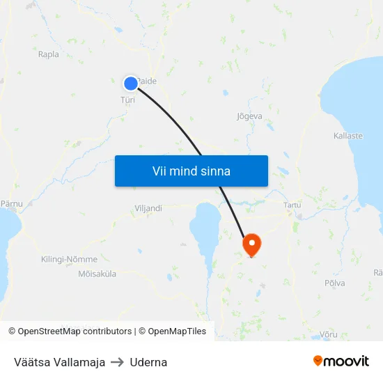 Väätsa Vallamaja to Uderna map