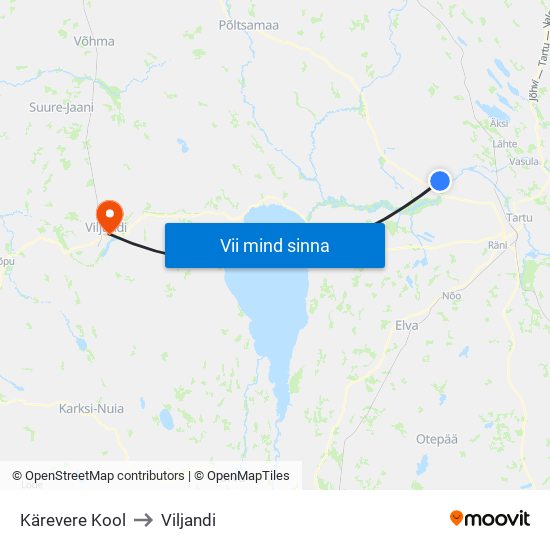 Kärevere Kool to Viljandi map