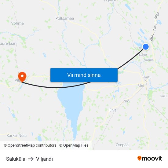 Saluküla to Viljandi map