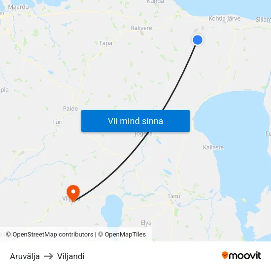 Aruvälja to Viljandi map