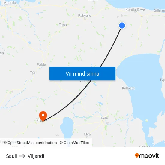 Sauli to Viljandi map