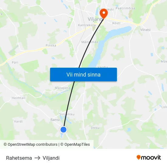 Rahetsema to Viljandi map