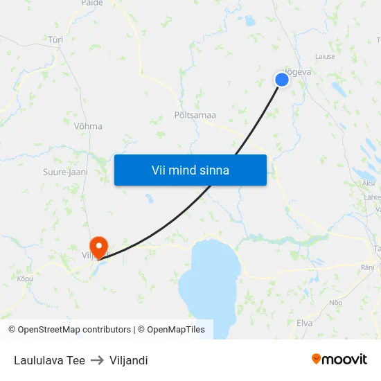 Laululava Tee to Viljandi map