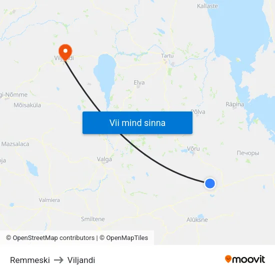Remmeski to Viljandi map