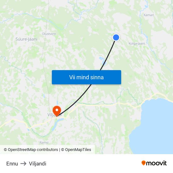 Ennu to Viljandi map
