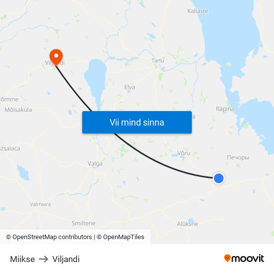 Miikse to Viljandi map