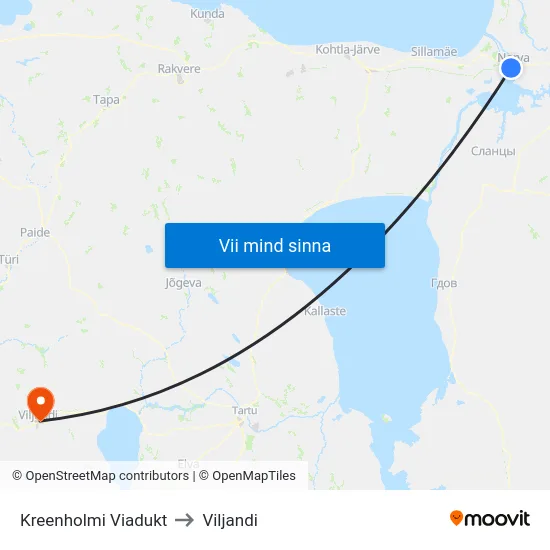 Kreenholmi Viadukt to Viljandi map