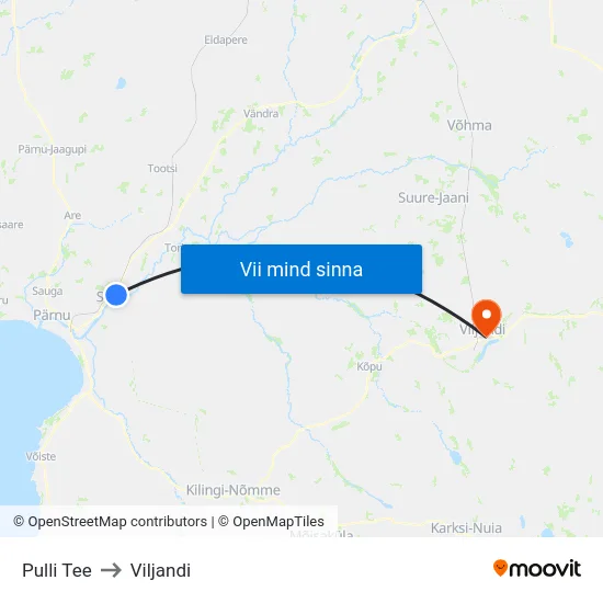 Pulli Tee to Viljandi map