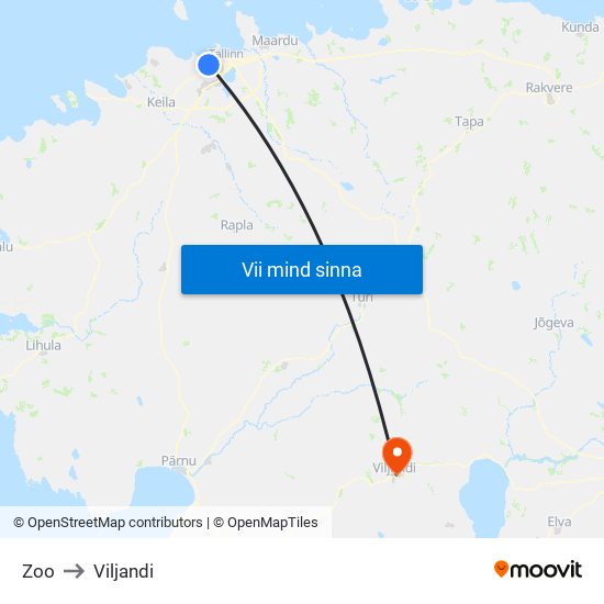 Zoo to Viljandi map