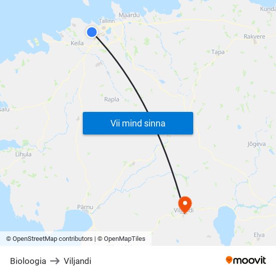 Bioloogia to Viljandi map