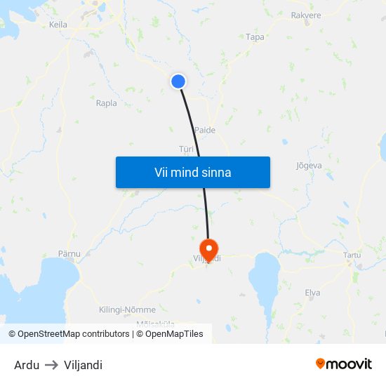 Ardu to Viljandi map