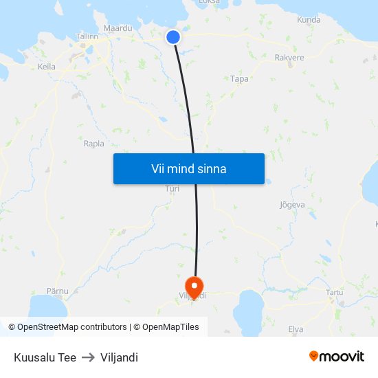 Kuusalu Tee to Viljandi map