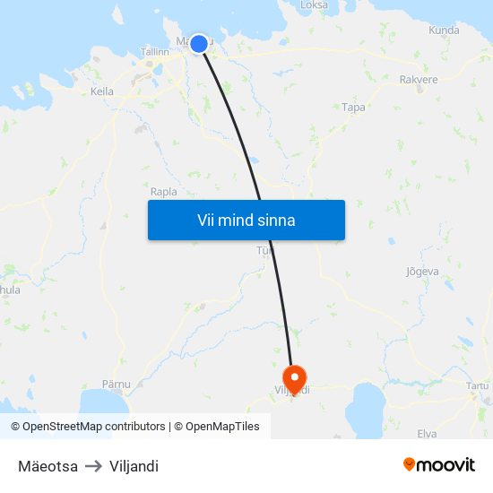 Mäeotsa to Viljandi map