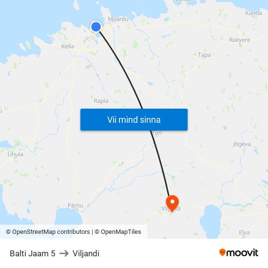 Balti Jaam 5 to Viljandi map