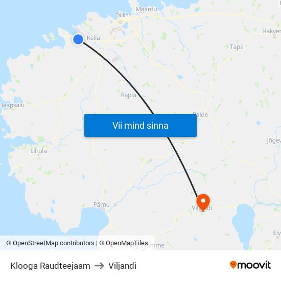 Klooga Raudteejaam to Viljandi map