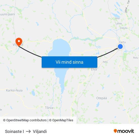 Soinaste I to Viljandi map