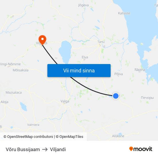 Võru Bussijaam to Viljandi map