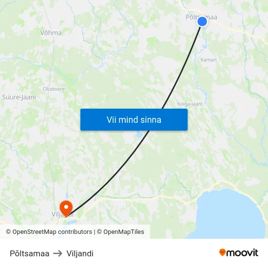 Põltsamaa to Viljandi map