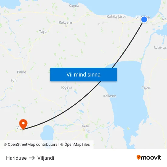 Hariduse to Viljandi map