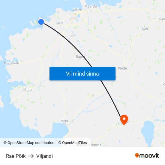 Rae Põik to Viljandi map