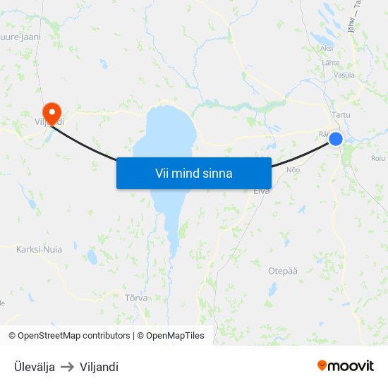 Ülevälja to Viljandi map