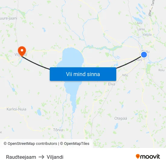 Raudteejaam to Viljandi map