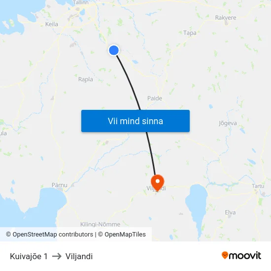 Kuivajõe 1 to Viljandi map