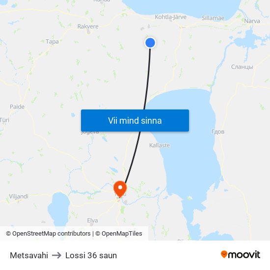 Metsavahi to Lossi 36 saun map