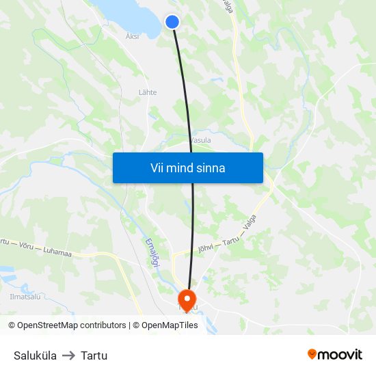 Saluküla to Tartu map
