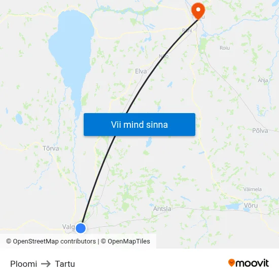 Ploomi to Tartu map