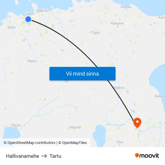 Hallivanamehe to Tartu map