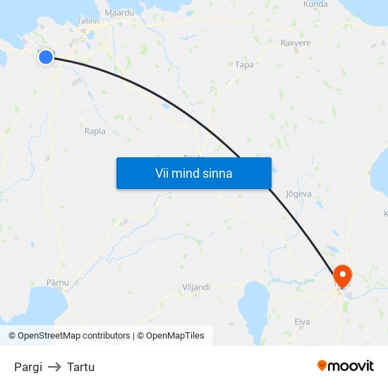 Pargi to Tartu map