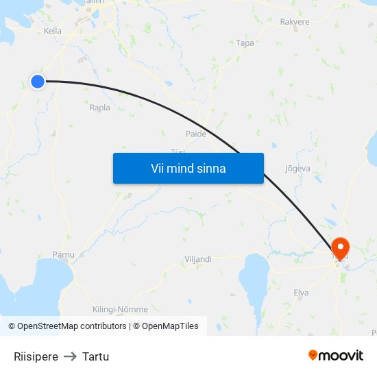 Riisipere to Tartu map