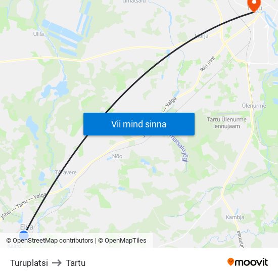 Turuplatsi to Tartu map