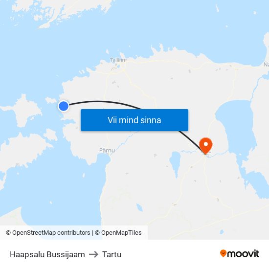 Haapsalu Bussijaam to Tartu map