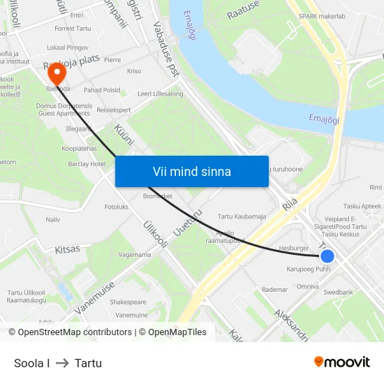 Soola I to Tartu map