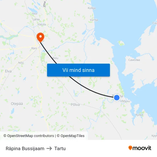 Räpina Bussijaam to Tartu map