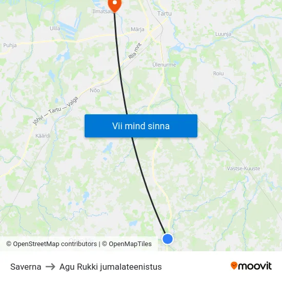 Saverna to Agu Rukki jumalateenistus map