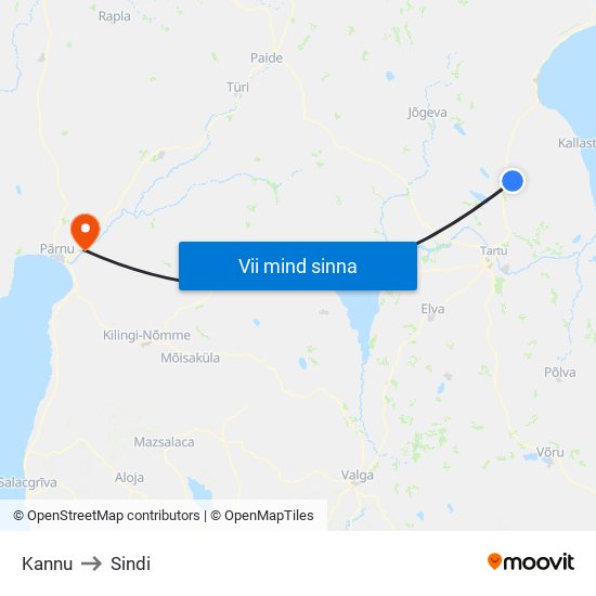 Kannu to Sindi map